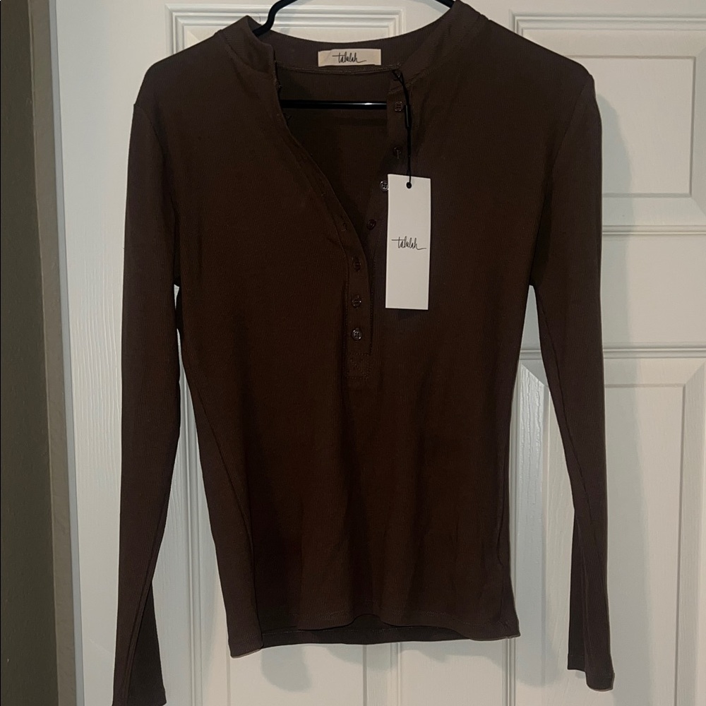 TALULAH Women's Dark Brown Button Down Shirt
